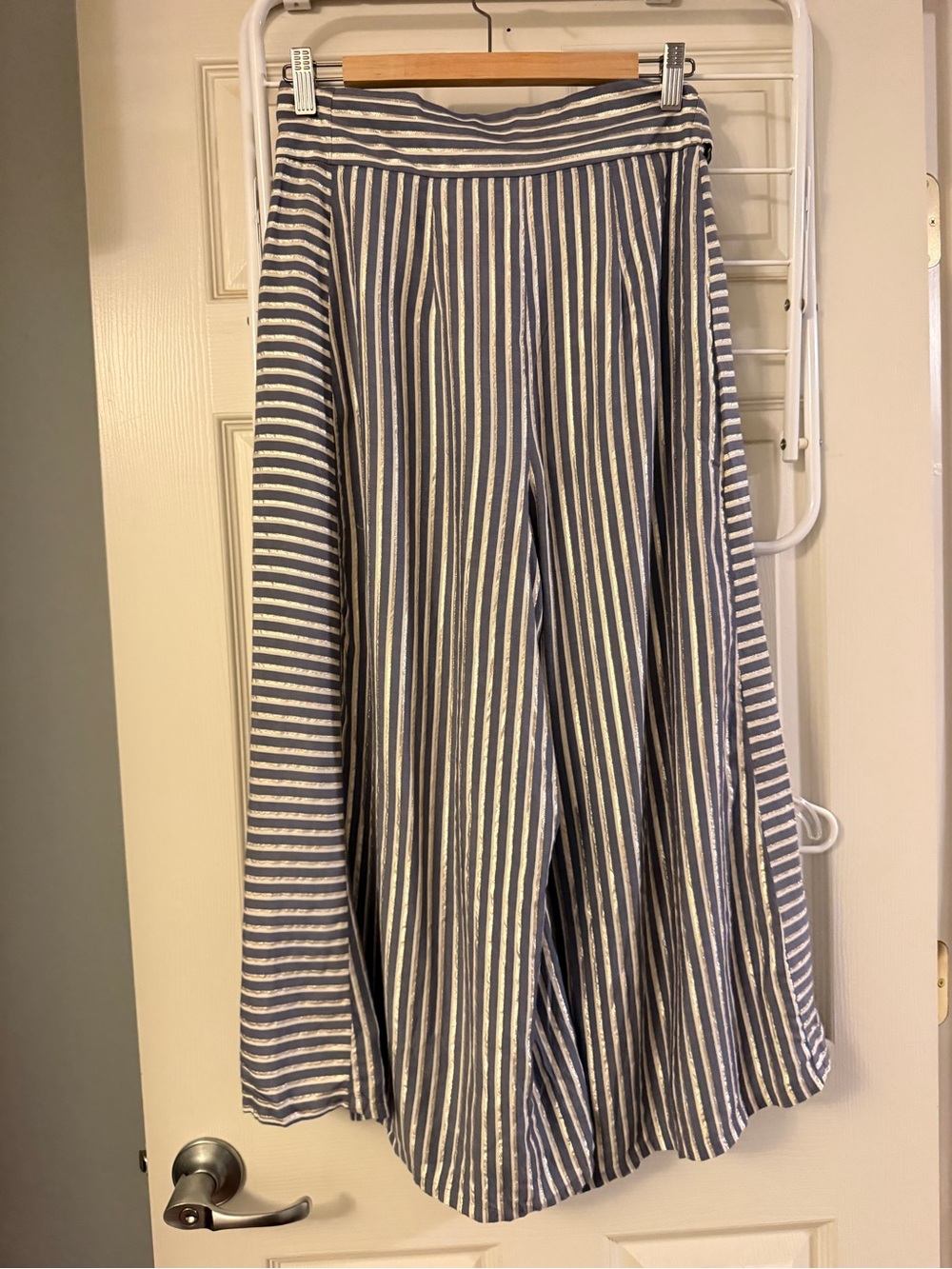 Eva Franco Blue & White Striped Tie-Waist Wide-Leg Pants - Picture 5 of 6